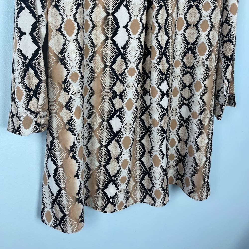 Three Eighty Two Mara Button Front Mini Dress In Python Reptile Size Small - Picture 13 of 16